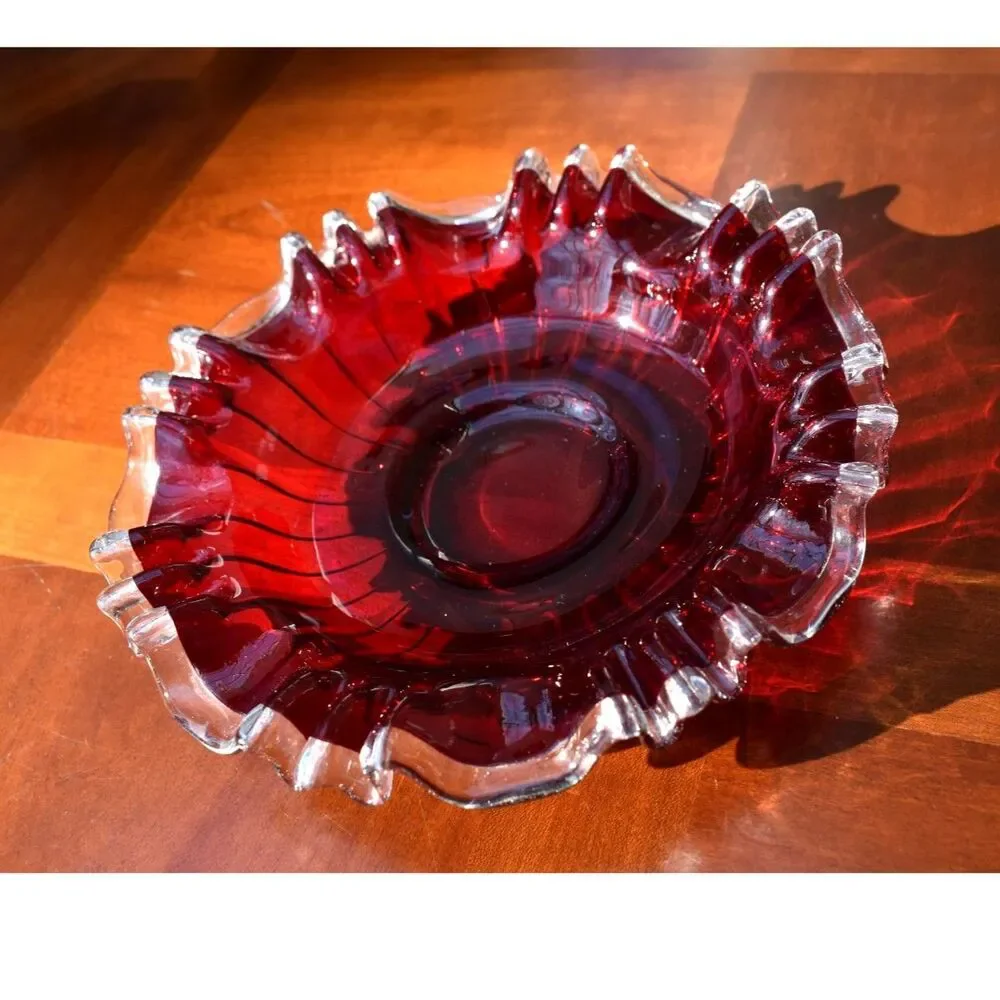 Rare Fenton Ruby Silvercrest High/Low Bowl - 1939 Pre-Logo - 9.5